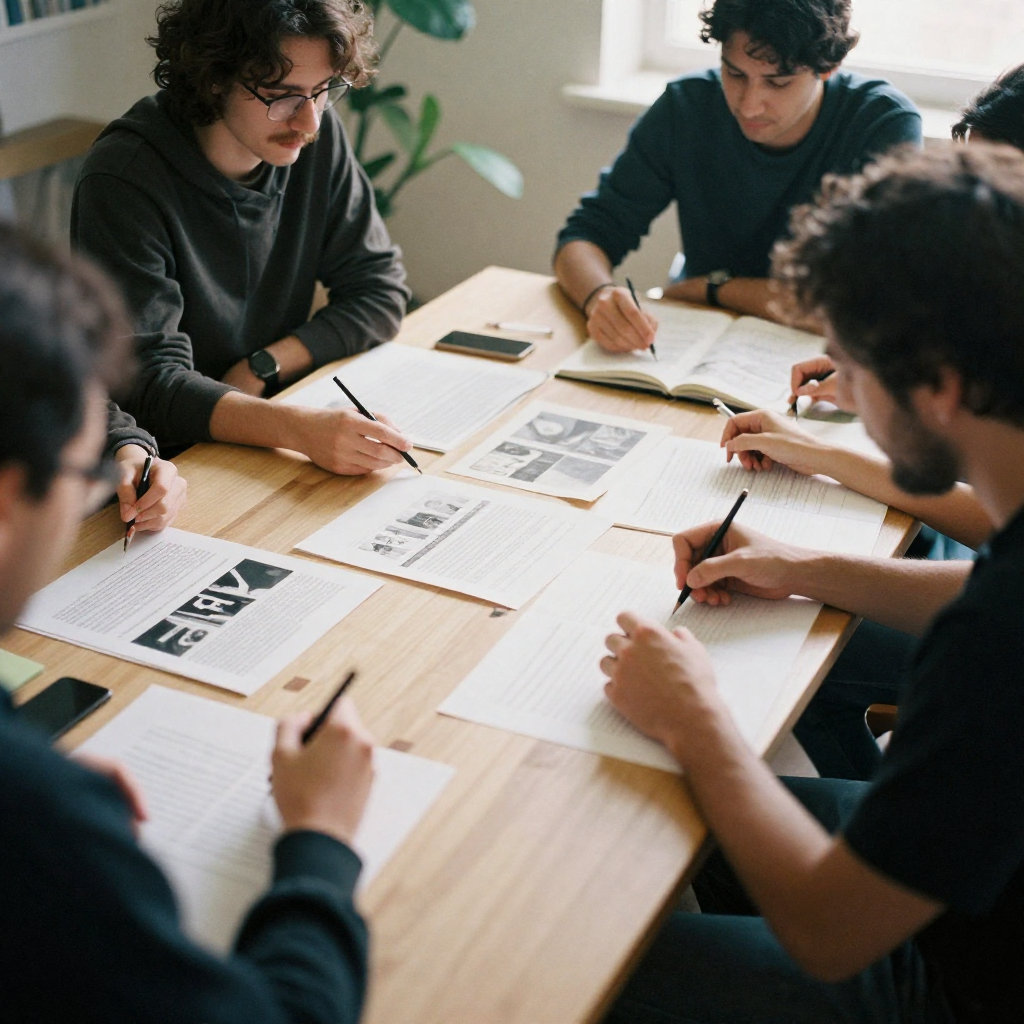 Equipo colaborando en proyectos digitales